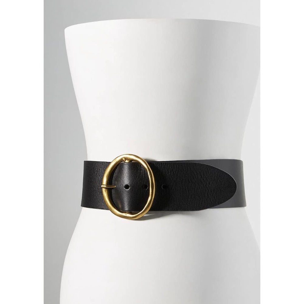 Anthropologie Wide Leather Belt Size XS/S Black New - Picture 3 of 7